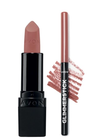 Ultra Matte Lipstick Nude Wildleder und Glimmerstick Lip Pencil Blushed Nude Pack - Avon