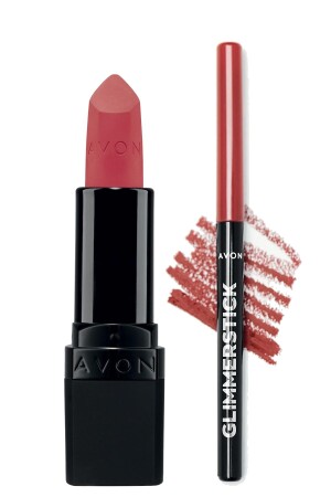 Ultra Matte Lipstick Peach Flatters And Glimmerstick Lip Liner Coral Desire Pack - Avon