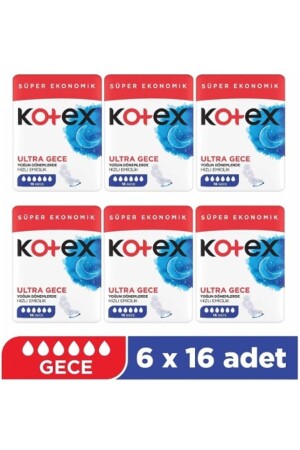Ultra Quadro Super Night 16 Pack of 96 Pieces - Kotex