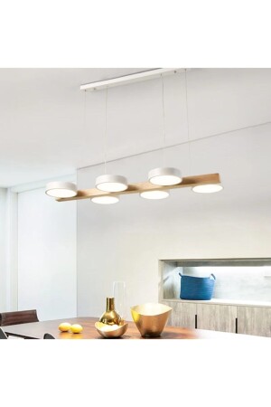 Ultramoderner Esszimmer-Kronleuchter aus Holz, 6-teilig, Holz-LED6dining - SimaAvize