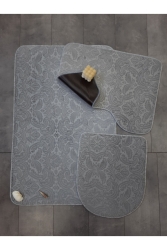 Ultrasoft Desenli 3lü Gri Klozet Takımı Banyo Halısı Paspası Seti UltSoft - Bonny Home