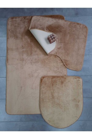 Ultrasoft Flat Cappuccino 3-Piece Bathroom Rug Mat Set Non-Slip Leather Based Washable Toilet Bowl Set BnyUltra - Bonny Home