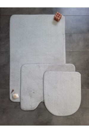 Ultrasoft Plain Silver Gray 3-Piece Bath Mat Rug Set Non-Slip Based Washable Toilet Bowl Set BnyUltra - Bonny Home