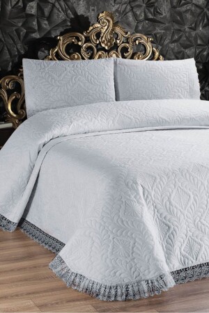 Ultrasonic Quilted Double Shiny Lace Bedspread Bed Cover And Pillow Cases dop14325537igo - Faiend