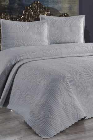 Ultrasonic Quilted Sena Double Bedspread Gray - Çeyiz Diyarı