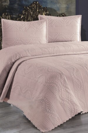 Ultrasonic Quilted Sena Double Bedspread Powder - Çeyiz Diyarı