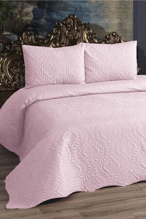 Ultrasonic Quilted Shiny Double Bedspread and Pillow Cases (PINK) dop14350683igo - Faiend
