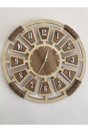 Üm-ra Laser Wicker Wrapped Decorative Wall Clock - Ümra Lazer