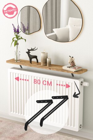 Unassembled Flying Shelf on the Radiator Dresser Radiator Radiator Shelf Bookshelf 80 X 18 Cm Pine Oval Cut - Lefty
