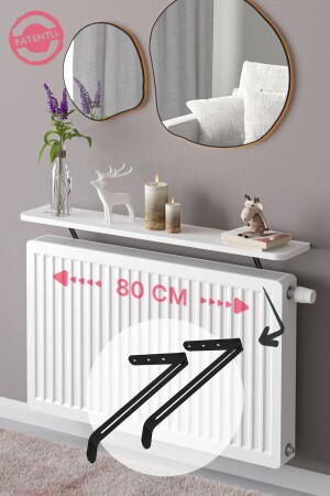 Unassembled Flying Shelf on the Radiator Dresser Radiator Radiator Shelf Bookshelf 80 X 18 Cm White Oval Cut - Lefty