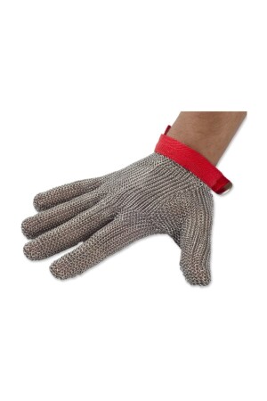 Uncut Steel Knitted Apron Butcher Gloves Medium Red EL-K2M - Epinox