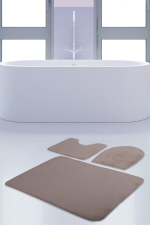 Unicolor Plain Mink 3-Piece Bath Mat Carpet Set Non-Slip Toilet Set BnyUnicolor3li - Bonny Home
