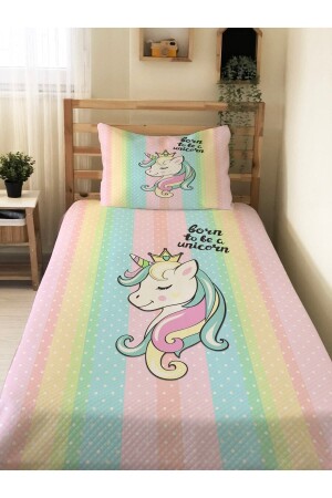 Unicorn Patterned Baby And Kids Printed Single Pique Set 160x230 Colorful 73687 - Evmila