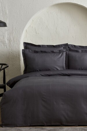 Uniq 100% Cotton Satin Double Duvet Cover Set Anthracite 200. 21. 01. 0701 - Karaca Home