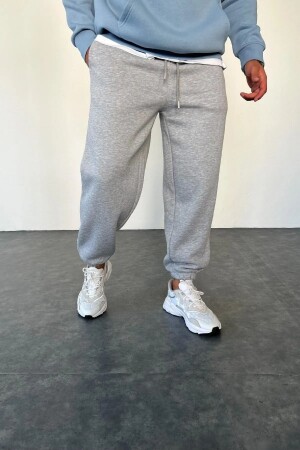 Unisex 2ip Gray Knitted Fabric Sweatpants - Memowear