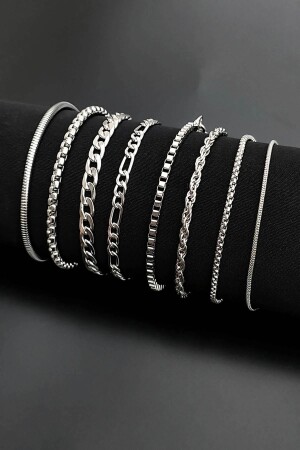 Unisex 8-Piece Sports Bracelet Set (SILVER COLOR BRACELET SET) - The Steel