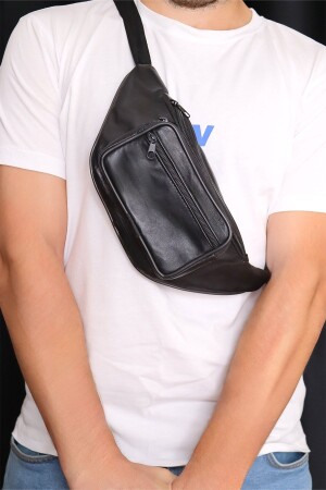 Unisex Adjustable Strap Zippered Leather Shoulder Chest And Waist Bag - Jack Tonio