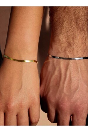 Unisex-Armband aus anlauffarbenem Edelstahl, zweiteilig, flach, italienisches Freundschafts- und Liebhaberpaar - The Collection