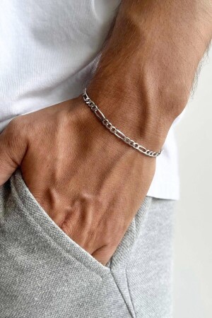 Unisex-Armband mit anlaufgeschützter Figaro-Kette aus silbernem Stahl - The Collection