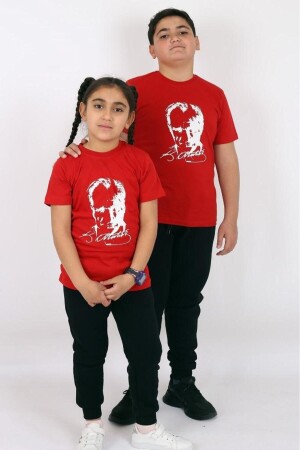 Unisex Atatürk Baskılı Ve Türk Bayraklı Pamuklu Çocuk Tişört Kız Erkek (UNİSEX) 5-13 Yaş - Çiggo Kids