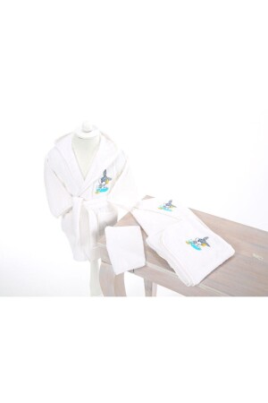 Unisex Baby White Bugs Bunny Bachelor Embroidered Bamboo Set - Özdilek