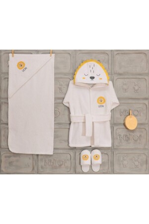 Unisex Baby Yellow Lion Motif Bathrobe Set 30024 - Bebitof