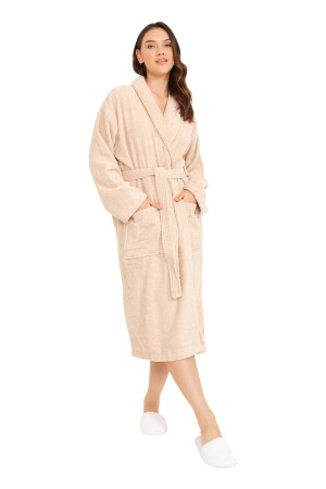 Unisex-Bademantel aus 100 % Baumwoll-Frottee mit Schalkragen, einteilig, LC22USY1 - Like cotton