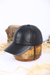 Unisex Black Genuine Real Leather Hat Beanie - Winter Hat - New Season 768deri - BY SCK