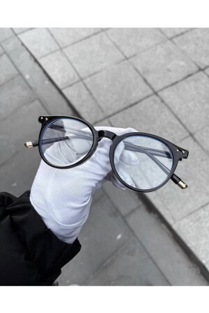 Unisex Black Round Framed Glasses with Blue Light Filter - Bestwork