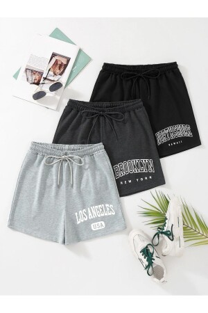 Unisex Black Smoked Gray 3-Piece Printed Shorts Set-1 - Jaxet