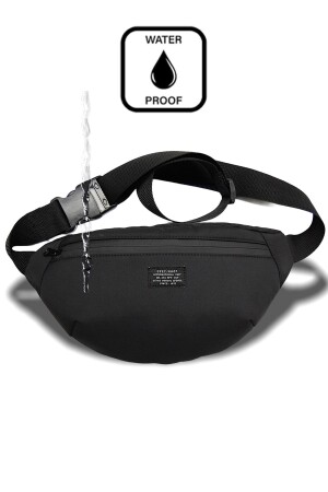 Unisex Black Waterproof Fabric Waist and Shoulder Bag - D'vers