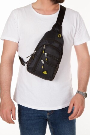 Unisex Black Yellow Imperteks Cross Shoulder and Waist Bag Suitable for Travel and Sports Use - Newish