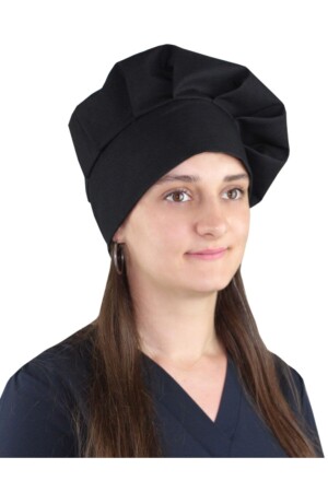 Unisex Chef Cook Cap Cook Hat Mushroom Cap Alpaca Fabric Black MNTRKEP001215 - DrMia