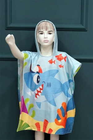 Unisex Children's Blue Bathrobe Towel Poncho Mh-babyshark001 - MoveBeach
