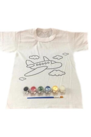 Unisex Children's White Airplane Patterned T Shirt Painting Set 10 11 Years Old 8479345001834 - Joy and Toys