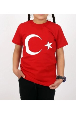 Unisex-Kinder-T-Shirt mit türkischer Flagge / T-Shirt mit türkischer Flagge / T-Shirt mit Halbmond und Stern - Esterella