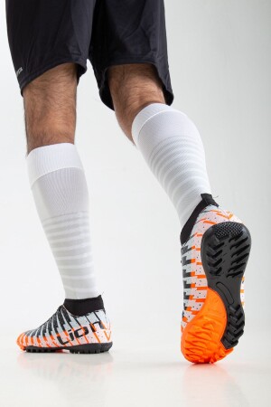 Unisex Çoraplı Halı Saha Futbol Ayakkabısı Orange Siyah - Freemax