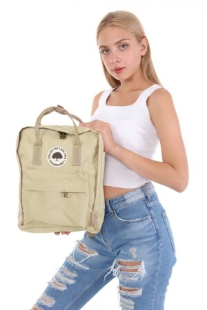 Unisex Cream Color School Bag Compatible 14 Inch Laptop Bag, Black Backpack R101 - Ramsburry