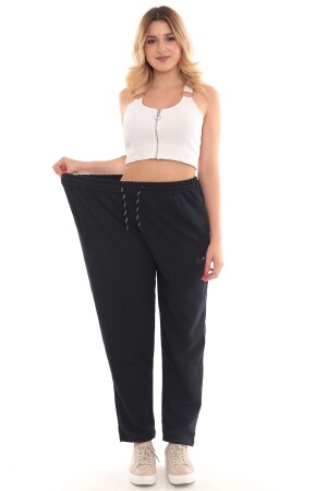 Unisex Double Knitted Plus Size Oversize Sweatpants with Lace Waist - Konforyou