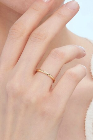 Unisex-Ehering aus 14 Karat Gold, schlicht, 2 mm - Altınbaş