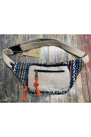 Unisex Ethnic Authentic Bohemian Daily Travel Waist Bag Multi-Pocket Water Resistant Ecru - Street Bag