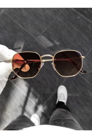 Unisex Gold Brown Sunglasses Beşgenclass besgengunesgozlugum - MACERATİ
