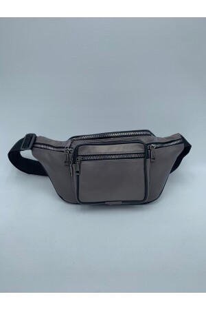 Unisex Gray Multi-Pocket Genuine Leather Freebag Waist Bag - Nahitatyana