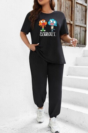 Unisex Gumball Printed 2-Piece Tracksuit Set TSH-BLACK-GUMBALL-ESH-DUZ - uyguntarz