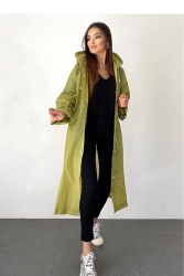 Unisex Haki Eva Kumaş Su Rüzgar Geçirmez Yağmurluk 00385 - Dream Plus