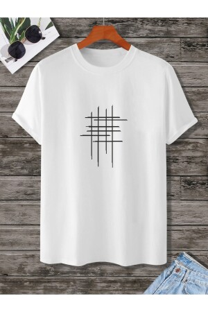 Unisex Hashtag White Oversize Crew Neck Printed T-shirt - Cmkteks