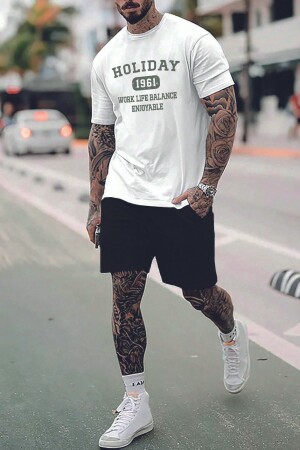 Unisex Holiday Printed Shorts Set - Uyguntarz