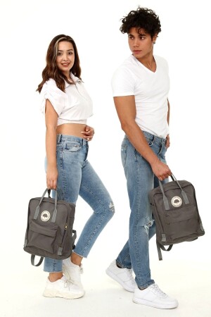 Unisex Imperteks Su Geçirmez Kumaş Gri Renk Sırt Çantası - Ramsburry