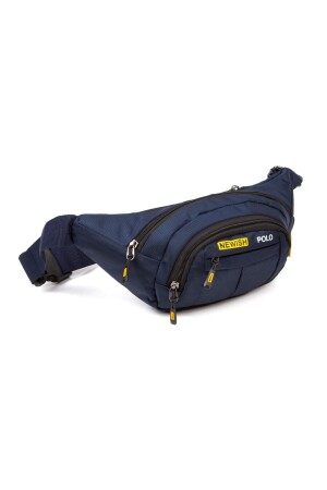Unisex Impertex Fabric Waterproof Shoulder and Waist Bag with Headphone Outlet Cross Strap Navy Blue 310322-NPK1 - Newish