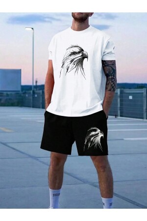 Unisex KARTAL Baskılı Oversize Şort T-shirt Takım - Eslmoda